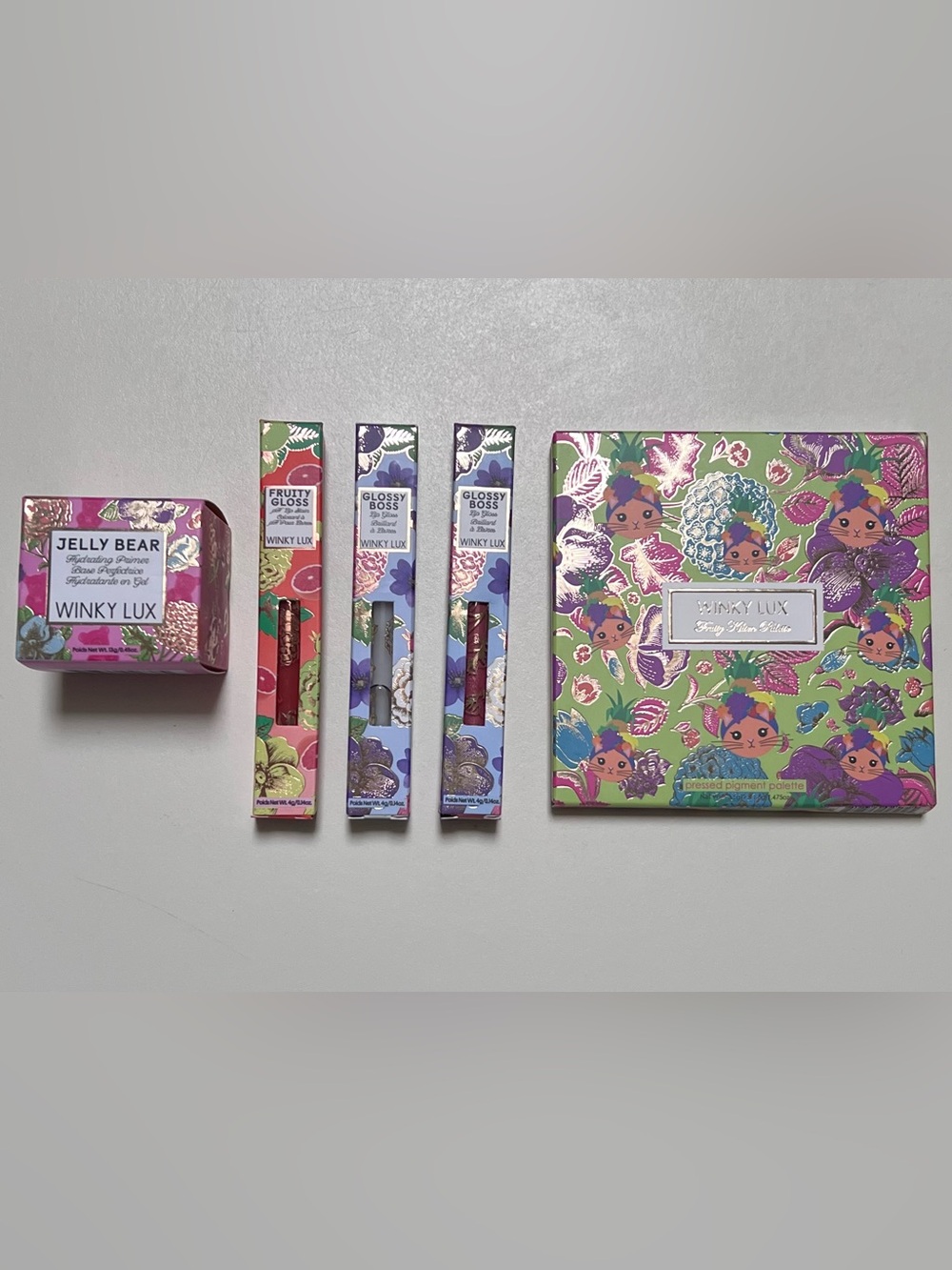 Winky Lux BUNDLE - 3 lip glosses, jelly bear primer base and eye shadow palette